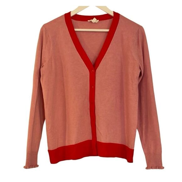 Candace Cameron Bure pink and red colorblock button front cardigan small - Picture 4 of 11